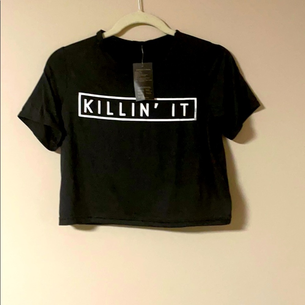 NWT black Killin’ It crop top size L tshirts